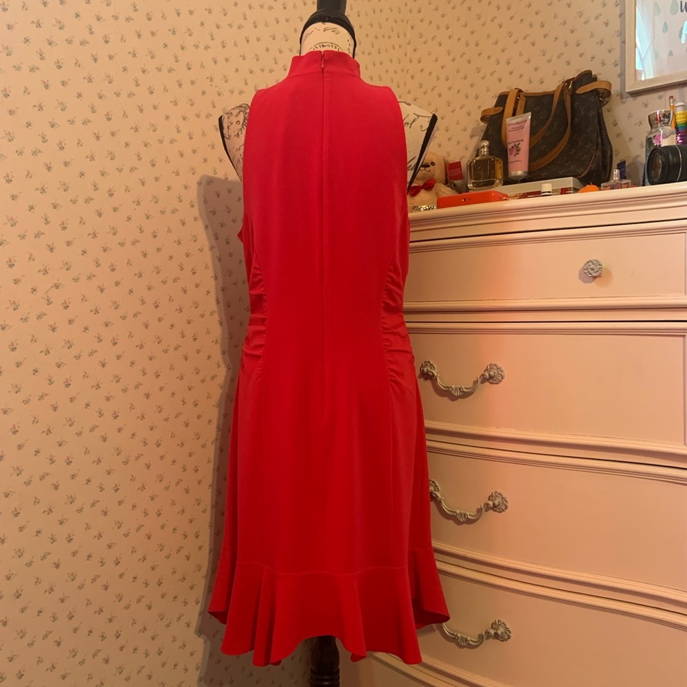 Halston Heritage Ruched Ruffle Fuchsia Dress - Picture 13 of 15